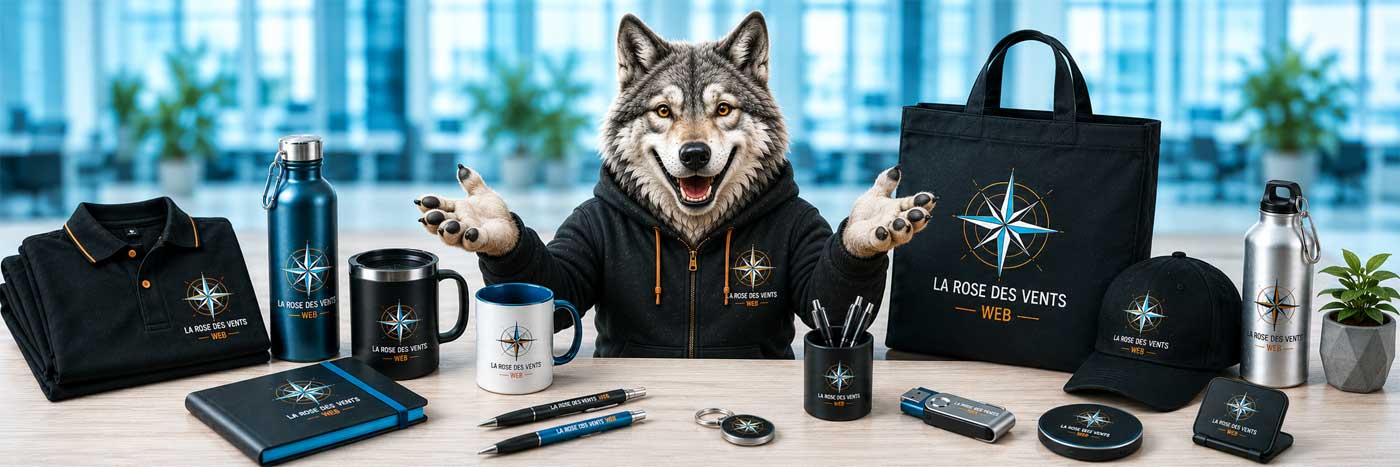 Objets publicitaires personnalisés, goodies d'entreprise et cadeaux d'affaires personnalisés pour valoriser votre communication par la rose des vents web